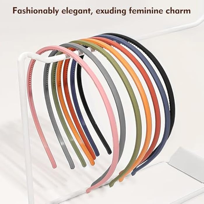Tedux Thin Headbands, 7 Colors 4mm Skinny Headbands, No Slip Comfortable Plastic Headband with Teeth - Image 5